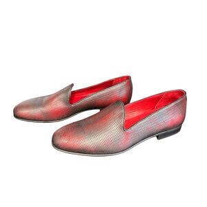 Fertini Mens  80200 Low Vamp Perforated Leather Loafer Size 42 Burgundy